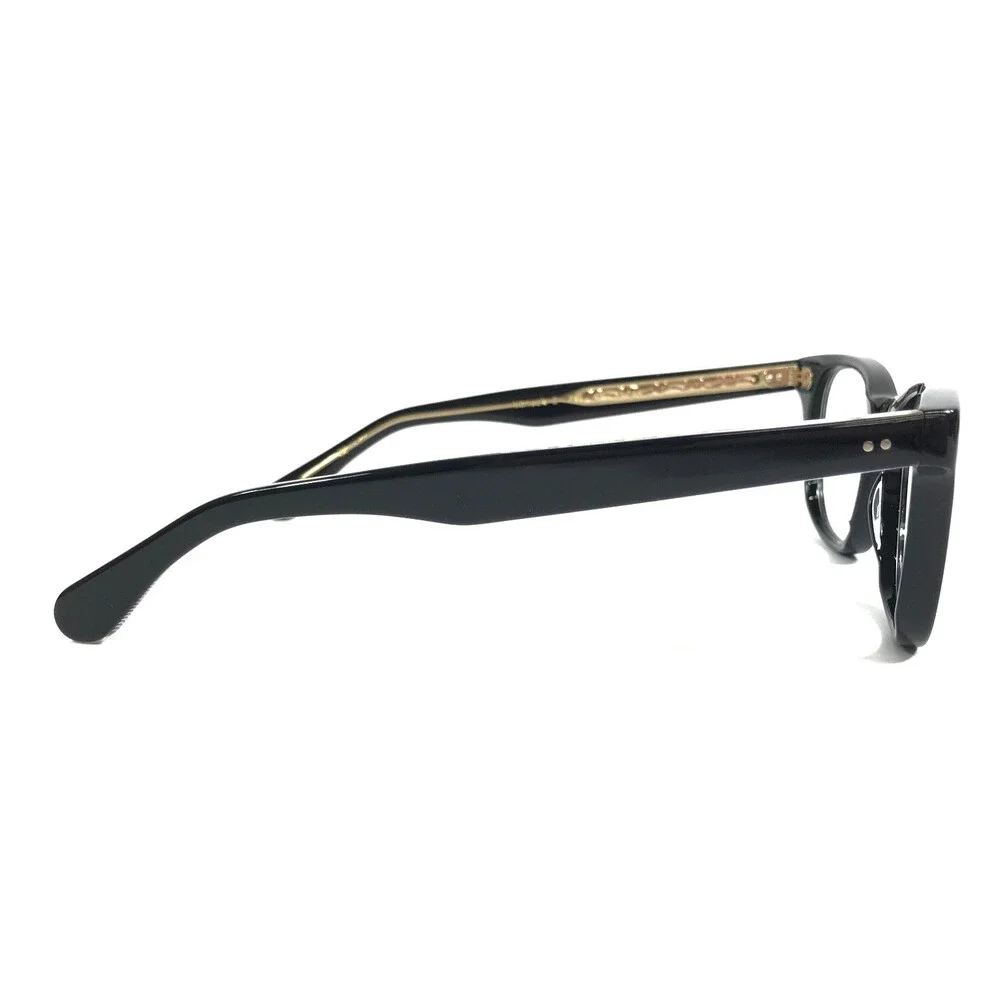 Eyevan Eyeglasses Frames Womack-E PBK Polished Black Gold Horn Rim 45-23-142